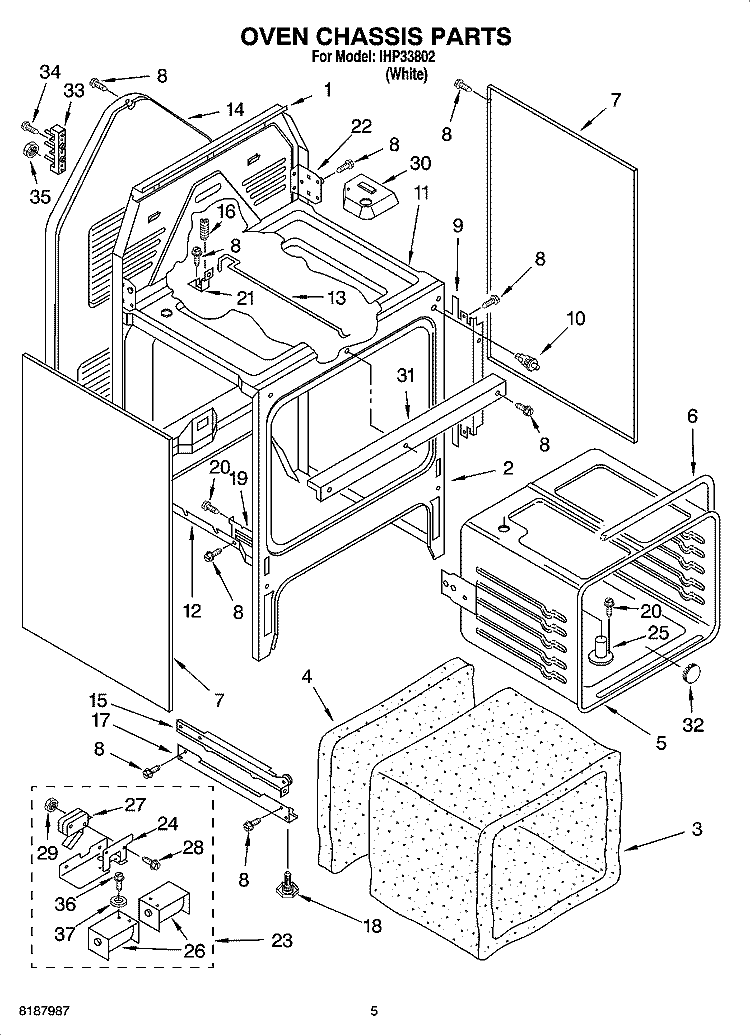 OVEN CHASSIS PARTS Diagram and Parts List for IHP33802  Inglis Range