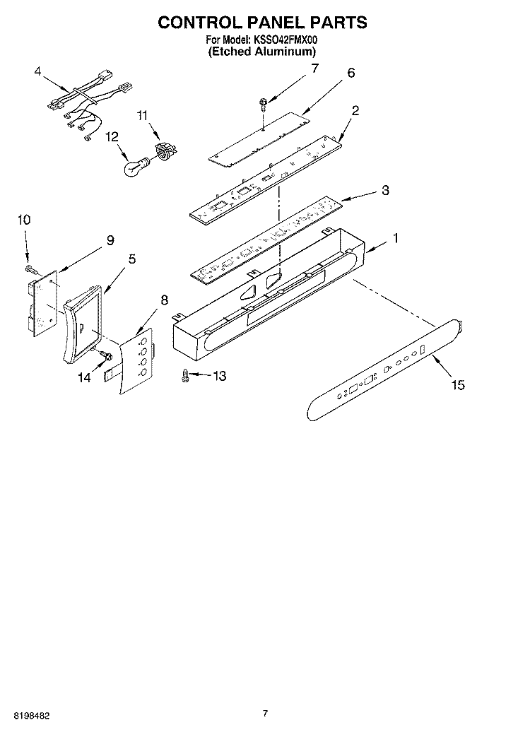 CONTROL PANEL PARTS Diagram and Parts List for KSSO42FMX00  KitchenAid Refrigerator
