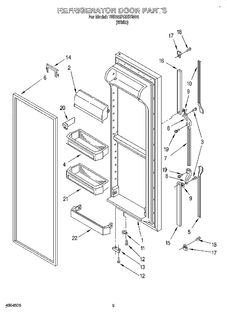 REFRIGERATOR DOOR Diagram and Parts List for 7ED25PQXDW01  Whirlpool Refrigerator