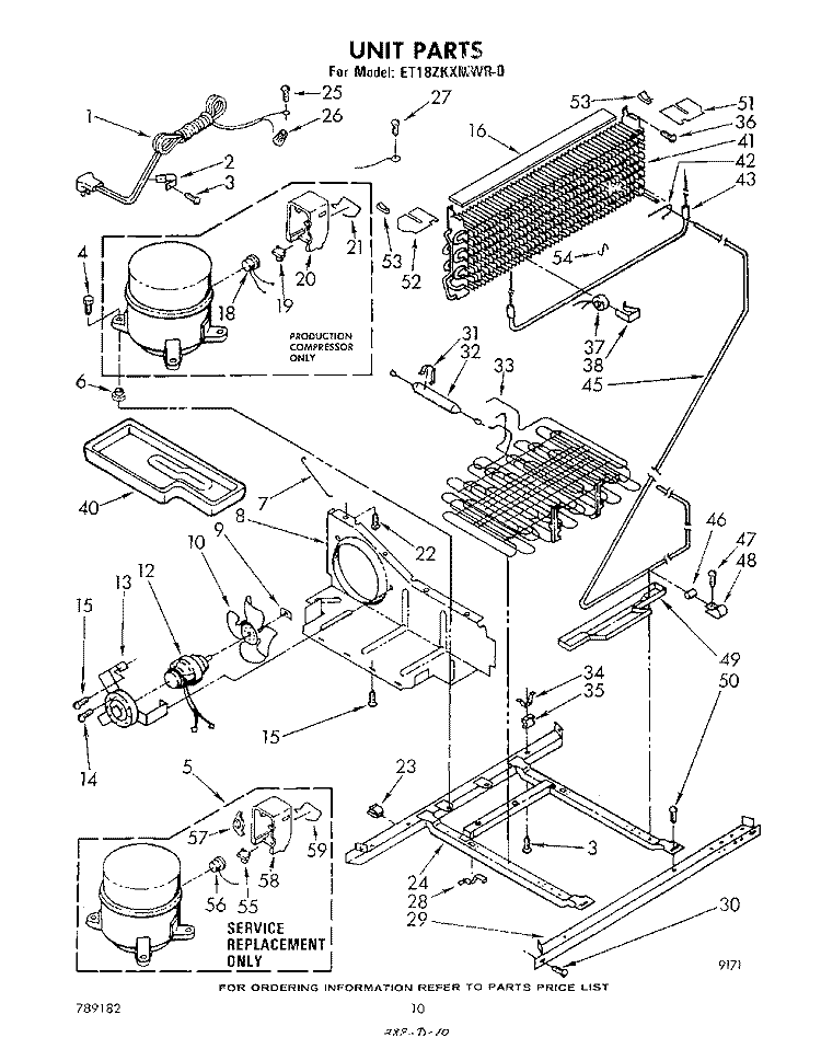 UNIT , NOT ILLUSTRATED AND OPTIONAL Diagram and Parts List for ET18ZKXMWR0  Whirlpool Refrigerator