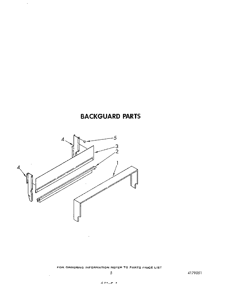 BACKGUARD Diagram and Parts List for SF010ESRW0  Whirlpool Range
