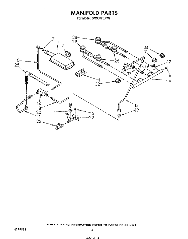 MANIFOLD Diagram and Parts List for SM988PEPW2  Whirlpool Range