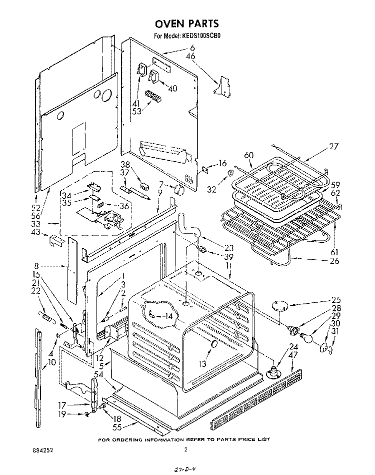 OVEN Diagram and Parts List for KEDS100SCB0  KitchenAid Range