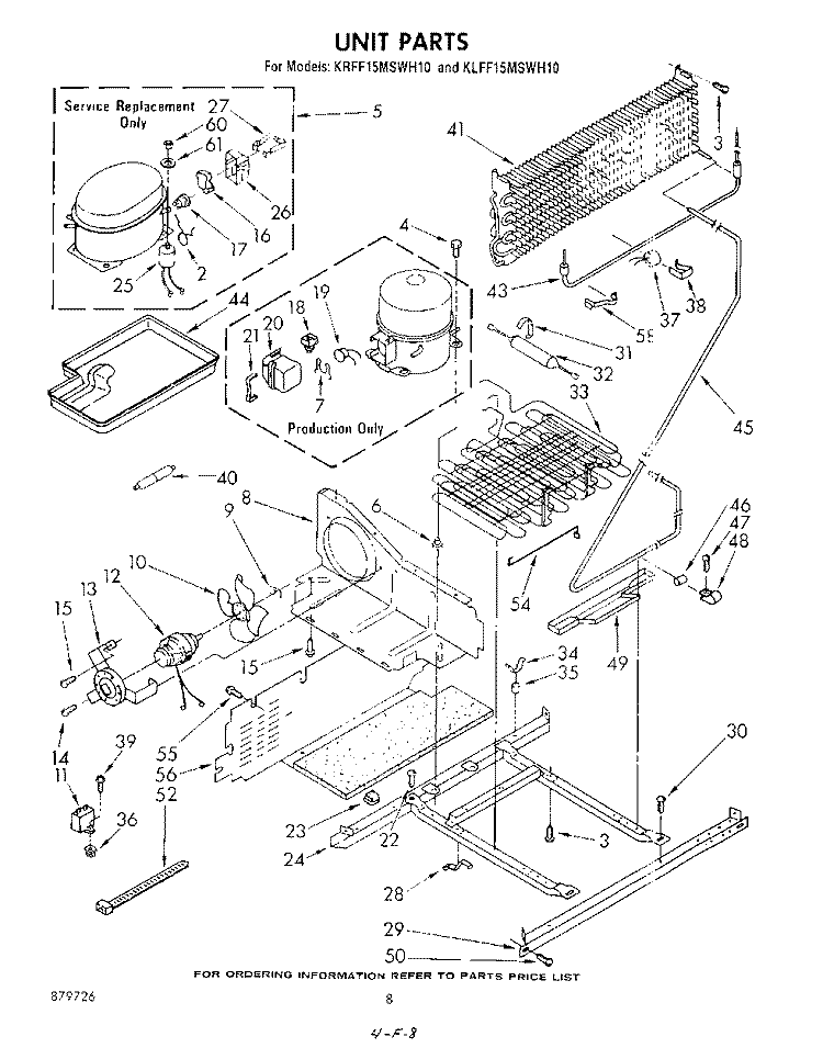 UNIT Diagram and Parts List for KLFF15MSWH10  KitchenAid Freezer