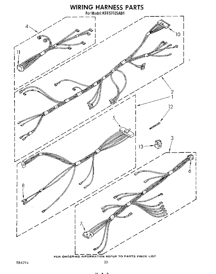 WIRING HARNESS , LITERATURE AND OPTIONAL Diagram and Parts List for KEES702SWB1  KitchenAid Microwave Oven Combo