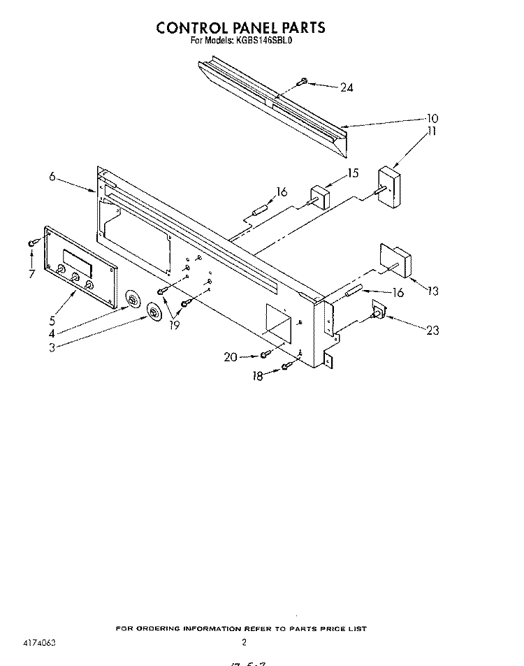 CONTROL PANEL Diagram and Parts List for KGBS146SBL0  KitchenAid Wall Oven