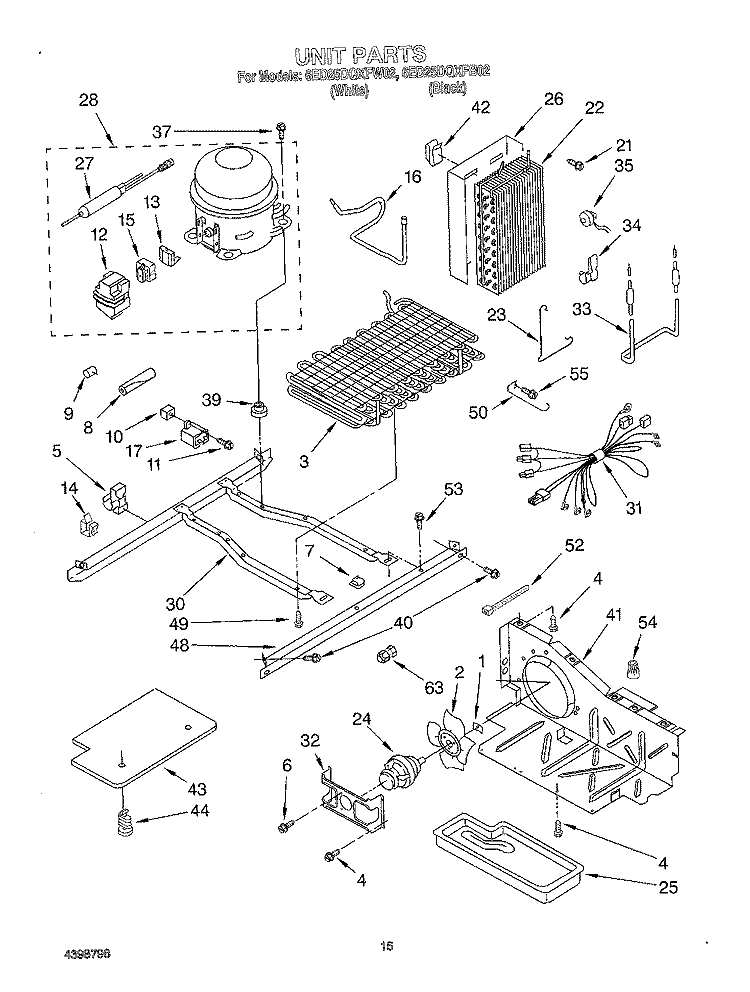 UNIT Diagram and Parts List for 6ED25DQXFB02  Whirlpool Refrigerator