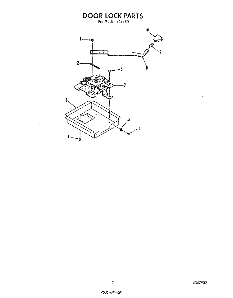DOOR LOCK Diagram and Parts List for 2496^0A  Whirlpool Range