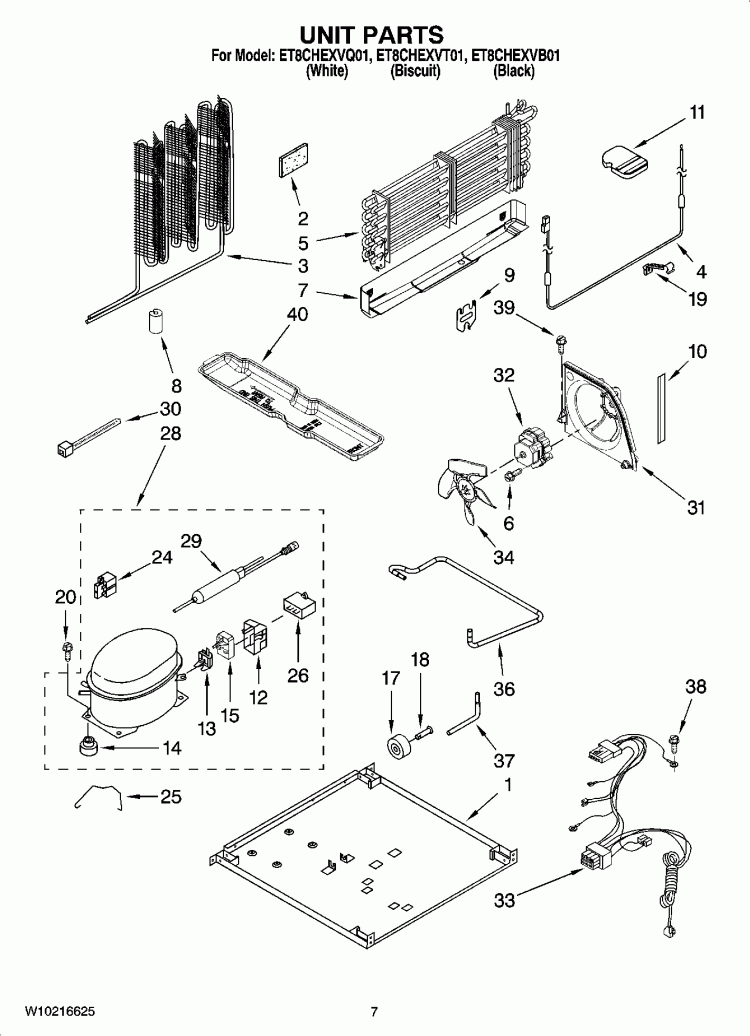 UNIT PARTS Diagram and Parts List for ET8CHEXVB01  Whirlpool Refrigerator