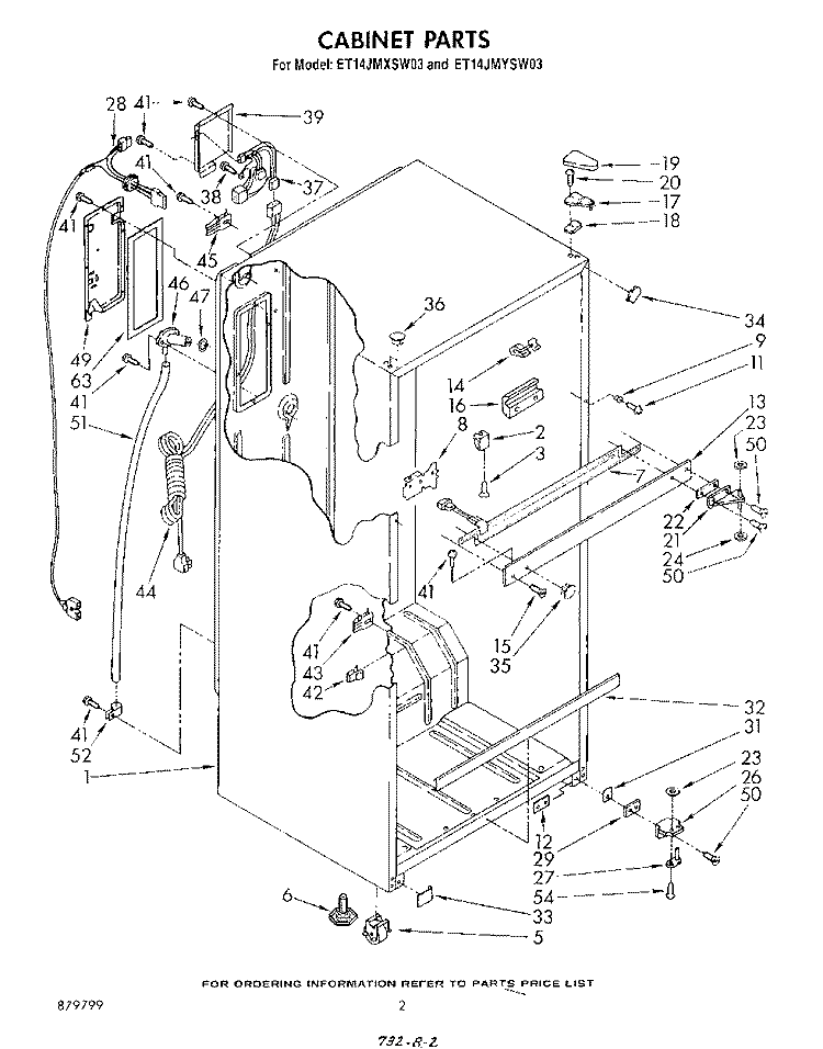 CABINET Diagram and Parts List for ET14JMYSG03  Whirlpool Refrigerator