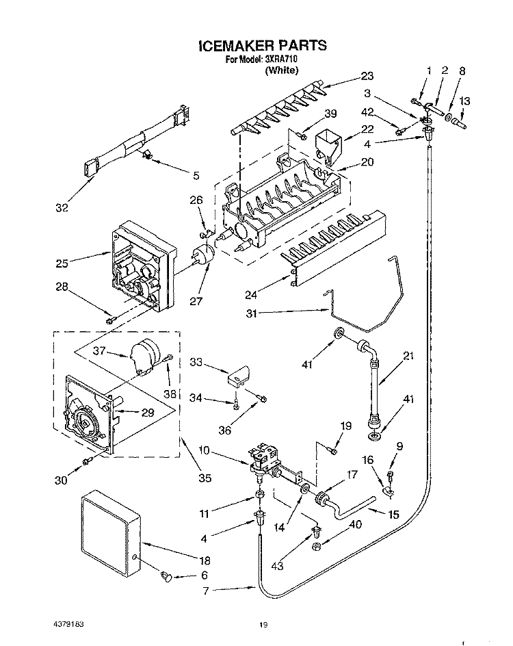 ICEMAKER, LIT/OPTIONAL Diagram and Parts List for 3XRA710  Whirlpool Refrigerator