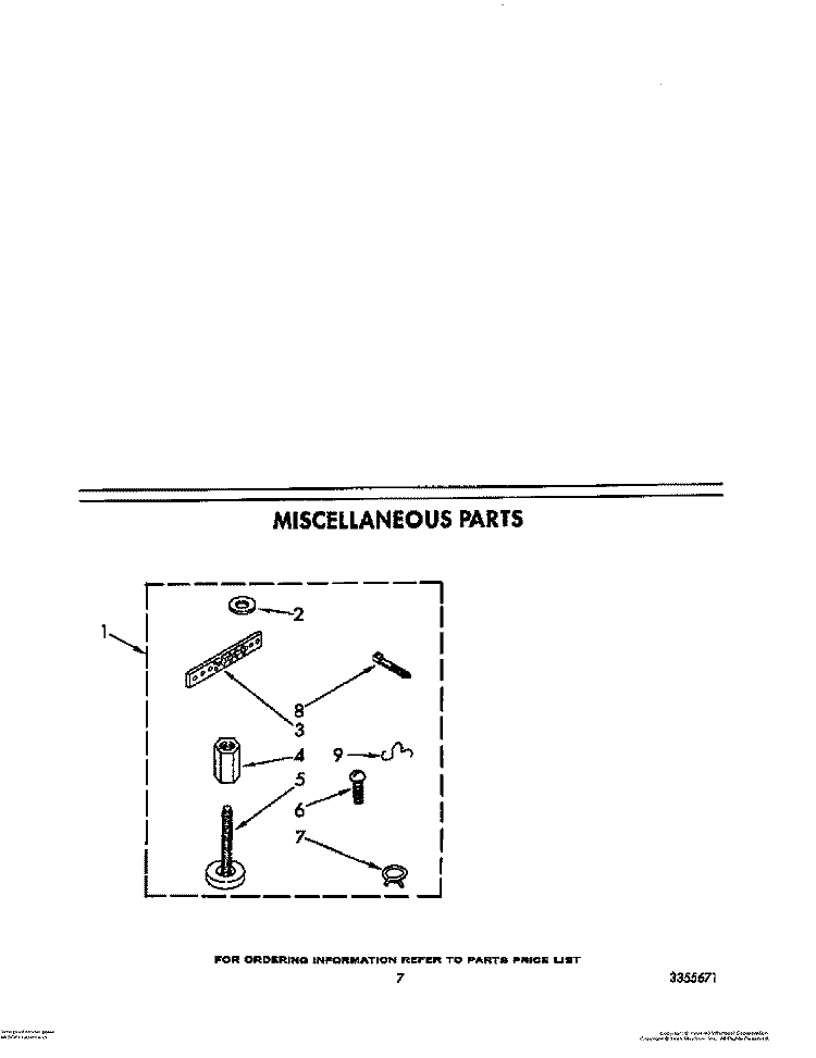 MISCELLANEOUS Diagram and Parts List for LA5580XTG1  Whirlpool Washer