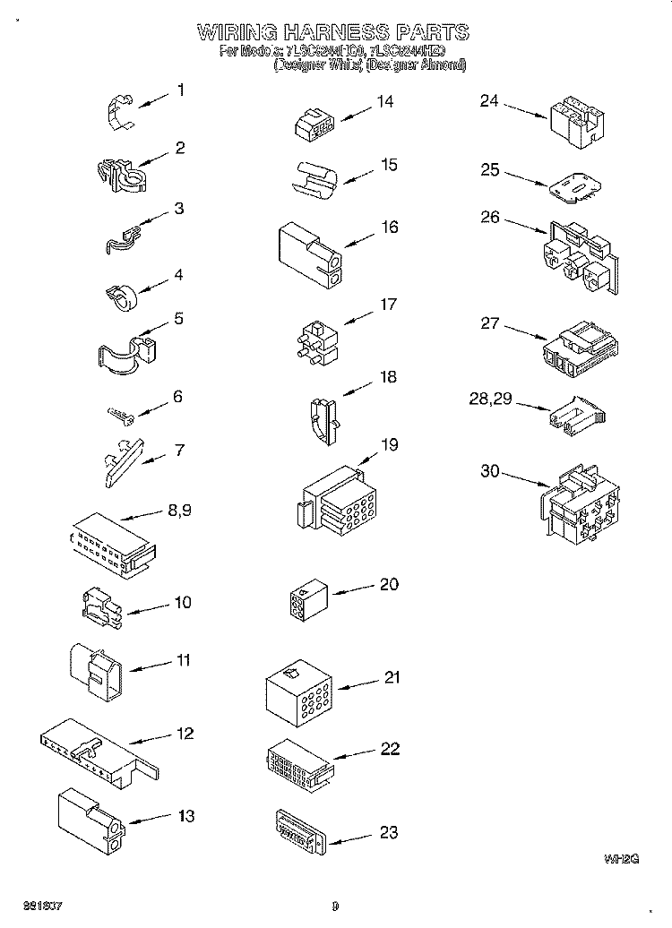 WIRING HARNESS Diagram and Parts List for 7LSC8244HQ0  Whirlpool Washer