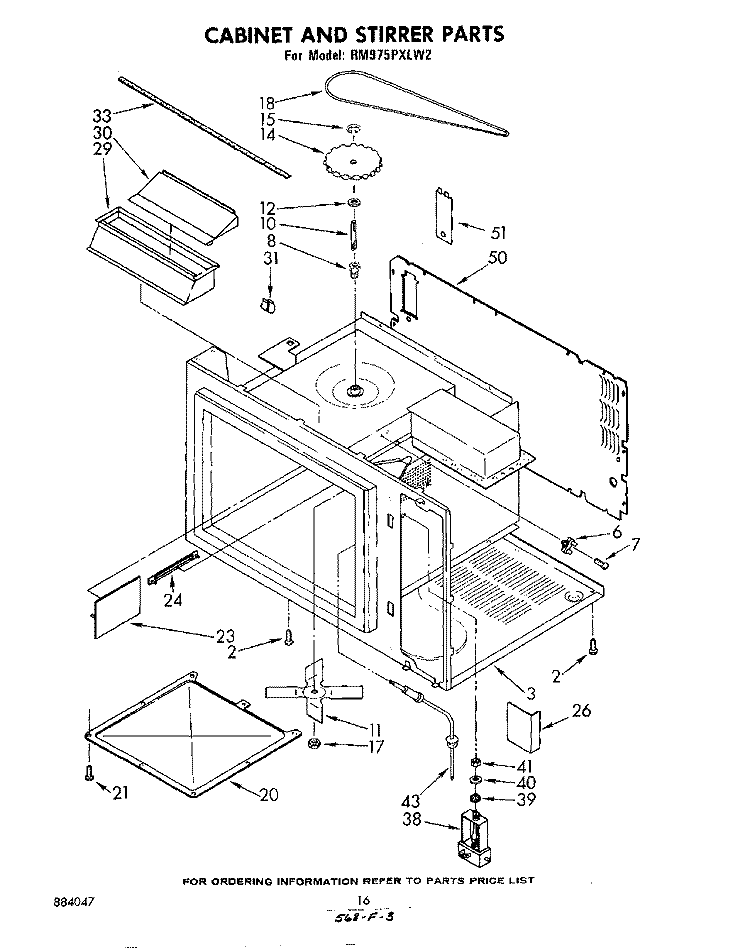 CABINET AND STIRRER Diagram and Parts List for RM975PXLW2  Whirlpool Microwave Oven Combo