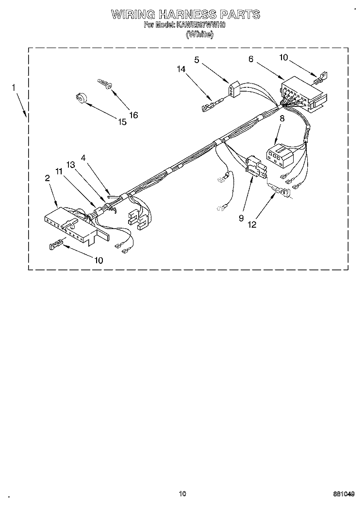 WIRING HARNESS Diagram and Parts List for KAWE567WWH0  KitchenAid Washer