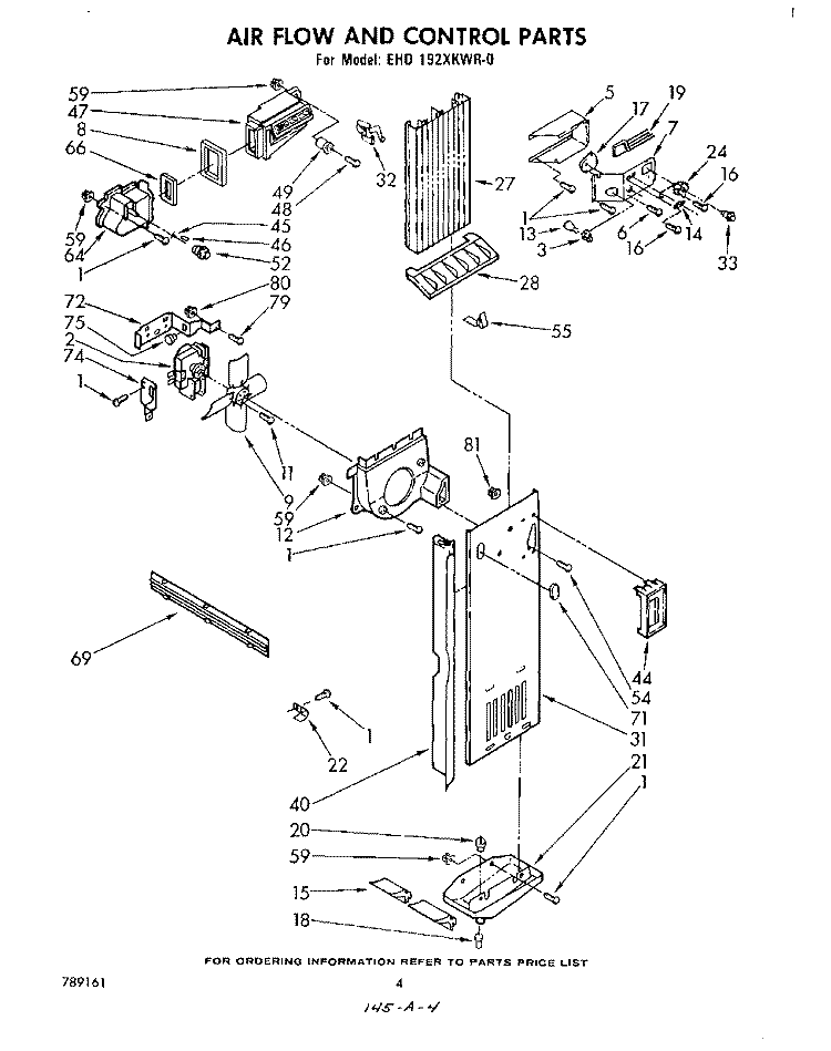 AIR FLOW AND CONTROL Diagram and Parts List for EHD192XKWR0  Whirlpool Refrigerator