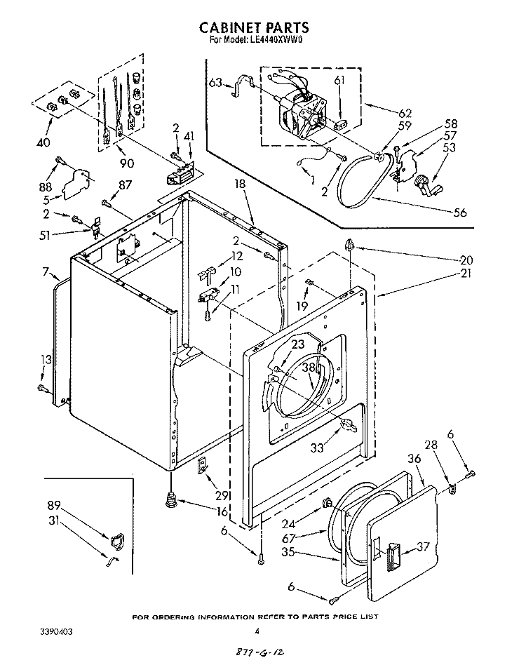 SECTION Diagram and Parts List for LE4400XWW0  Whirlpool Dryer