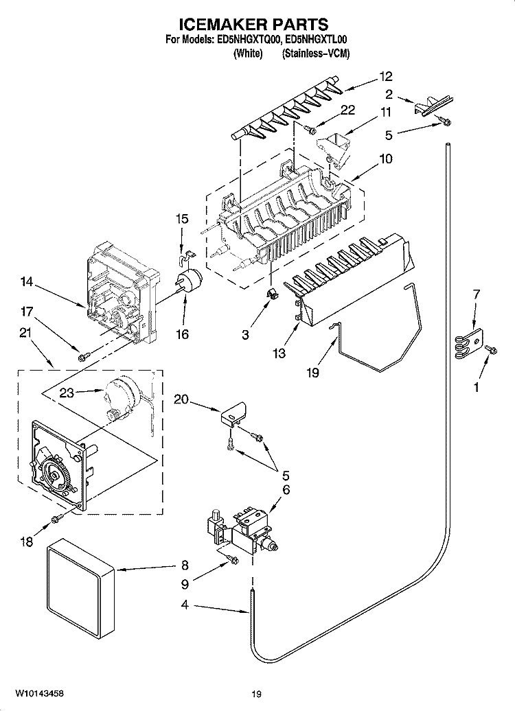 ICEMAKER PARTS, OPTIONAL PARTS (NOT INCLUDED) Diagram and Parts List for ED5NHGXTQ00  Whirlpool Refrigerator
