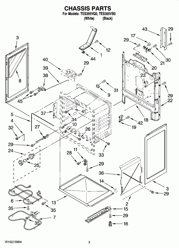 CHASSIS PARTS Diagram and Parts List for TES355VQ0  Estate Range