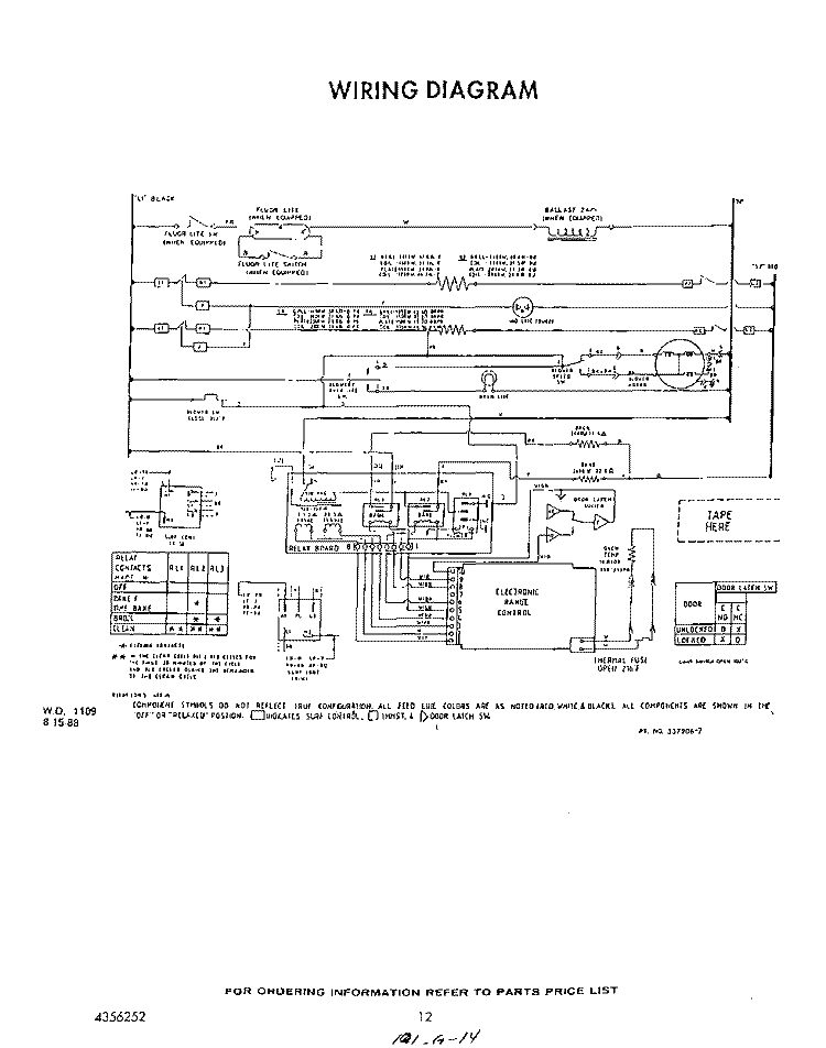 WIRING DIAGRAM Diagram and Parts List for N9457X5  Roper Range
