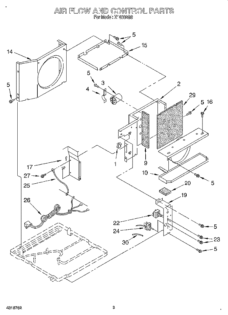 AIRFLOW AND CONTROL Diagram and Parts List for X10002G0  Roper Air Conditioner