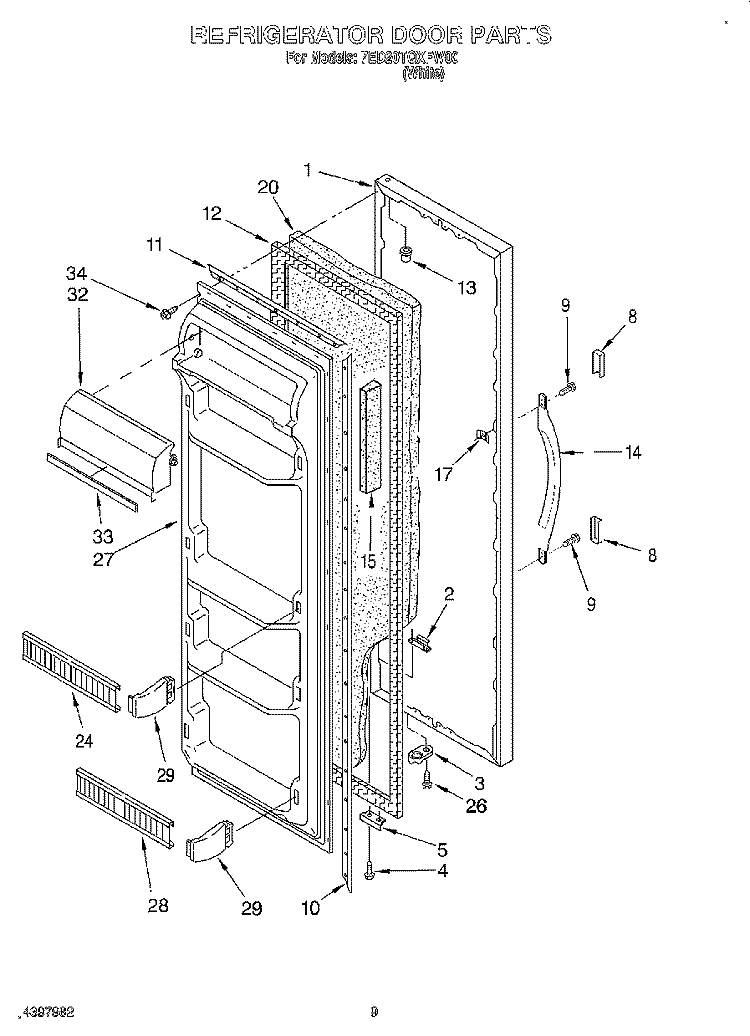 REFRIGERATOR DOOR Diagram and Parts List for 7ED20TQXFW00  Whirlpool Refrigerator