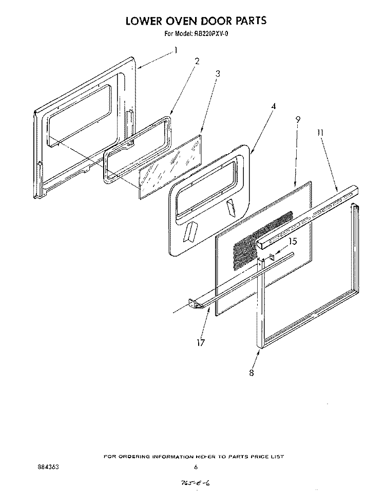LOWER OVEN DOOR , LITERATURE AND OPTIONAL Diagram and Parts List for RB220PXV0  Whirlpool Wall Oven