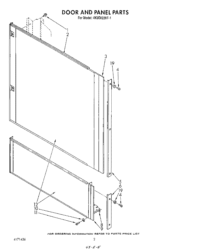 DOOR AND PANEL Diagram and Parts List for 4KUDI220T1  KitchenAid Dishwasher