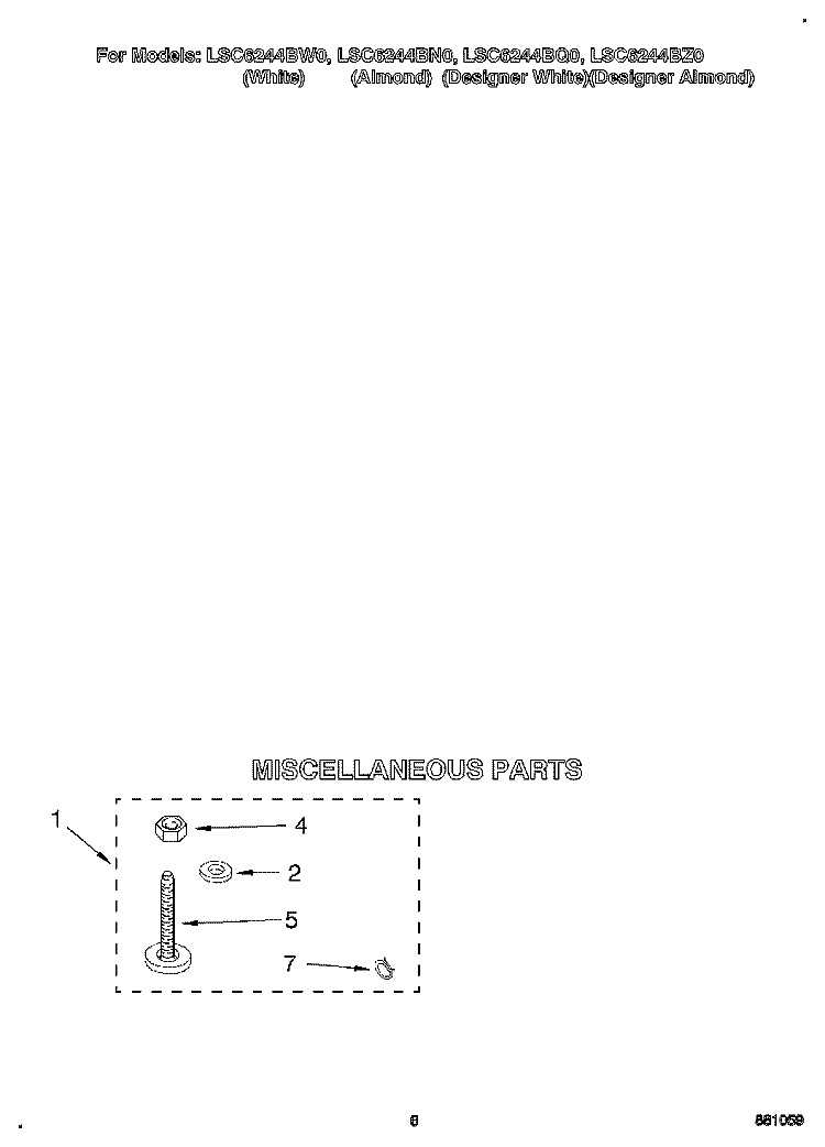 MISCELLANEOUS Diagram and Parts List for LSC6244BQ0  Whirlpool Washer