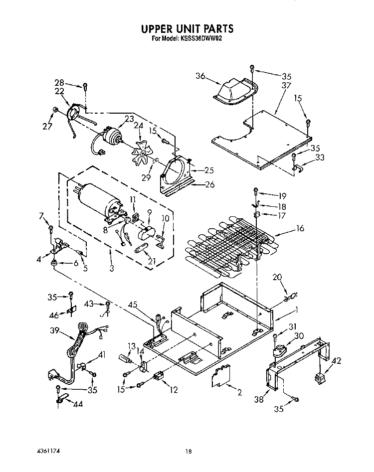 UPPER UNIT Diagram and Parts List for KSSS36DWW02  KitchenAid Refrigerator