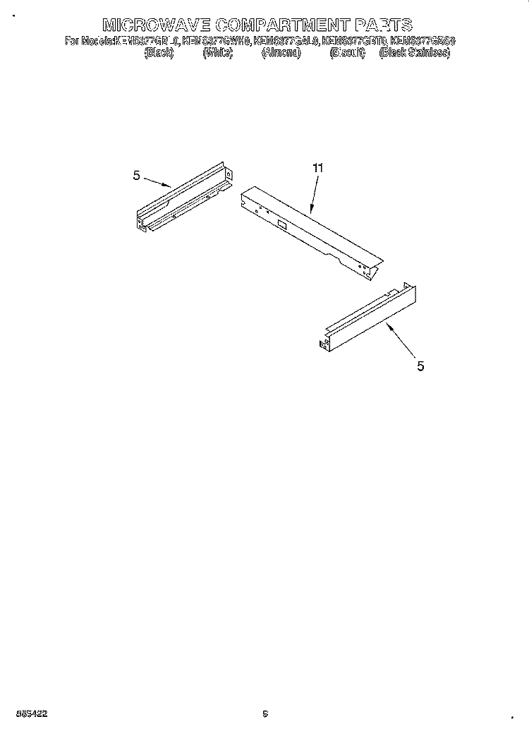 MICROWAVE COMPARTMENT Diagram and Parts List for KEMS377GAL0  KitchenAid Microwave Oven Combo