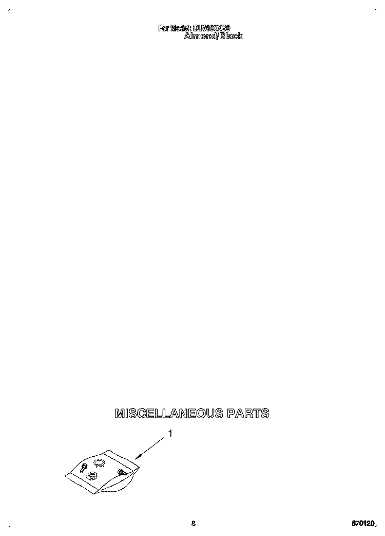 MISCELLANEOUS Diagram and Parts List for DU8900XB0  Whirlpool Dishwasher