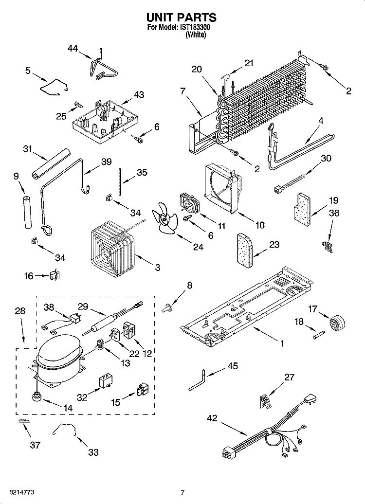UNIT PARTS Diagram and Parts List for IST183300  Inglis Refrigerator