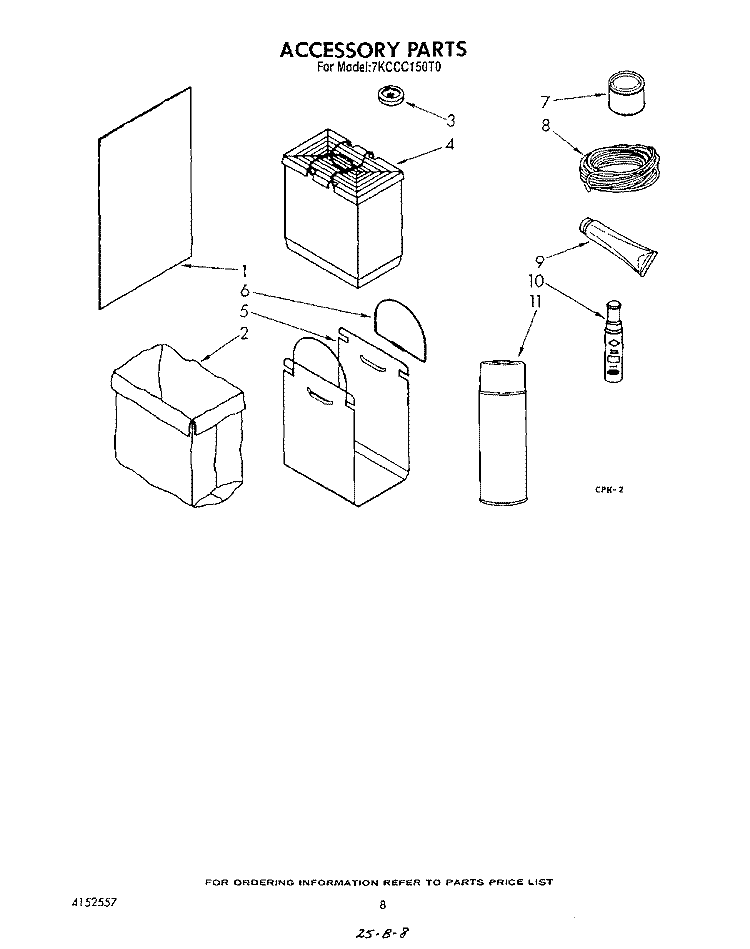 ACCESSORY Diagram and Parts List for 7KCCC150T0  KitchenAid Trash Compactor
