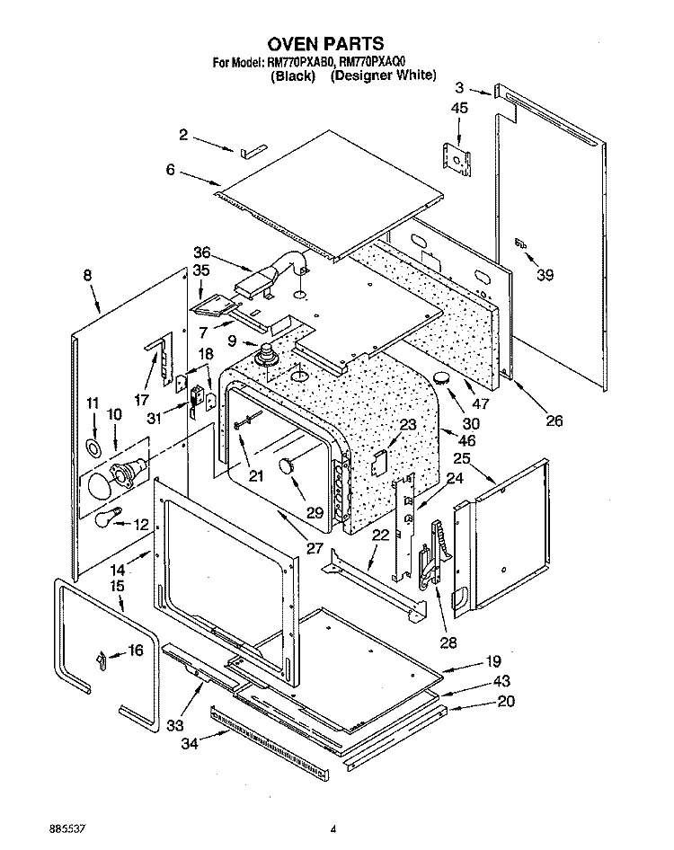 OVEN Diagram and Parts List for RM770PXAQ0  Whirlpool Wall Oven