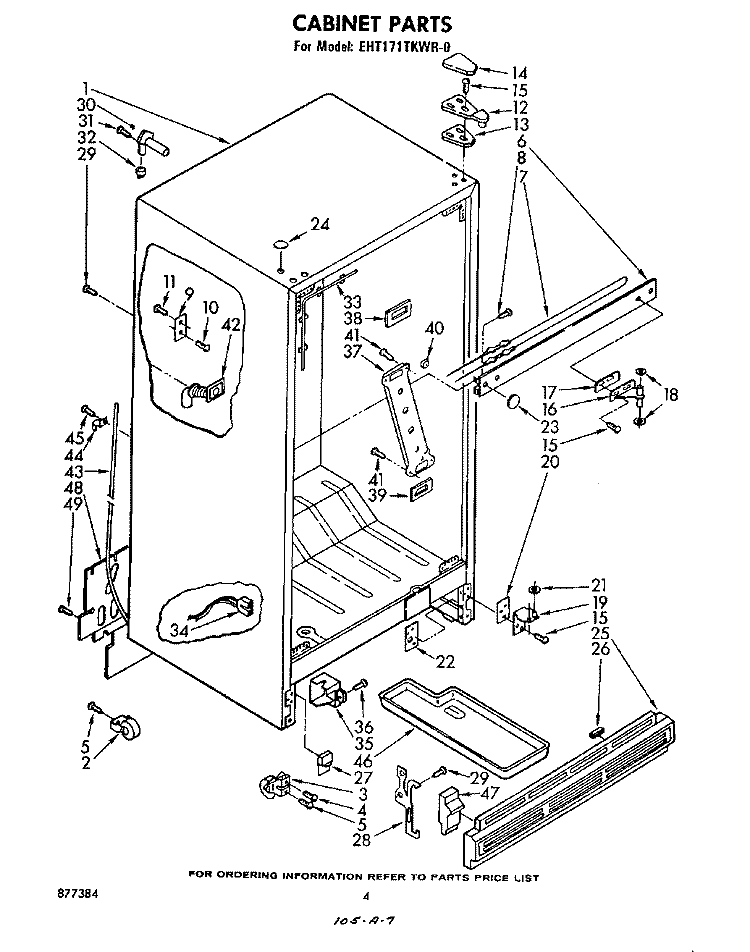 CABINET Diagram and Parts List for EHT171TKWR0  Whirlpool Refrigerator