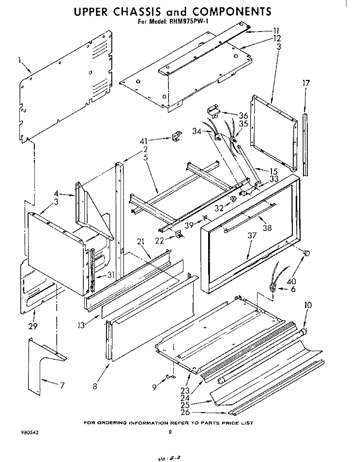 UPPER CHASSIS Diagram and Parts List for RHM975PW1  Whirlpool Range