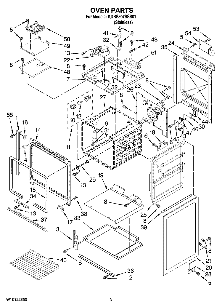 OVEN PARTS Diagram and Parts List for KDRS807SSS01  KitchenAid Range