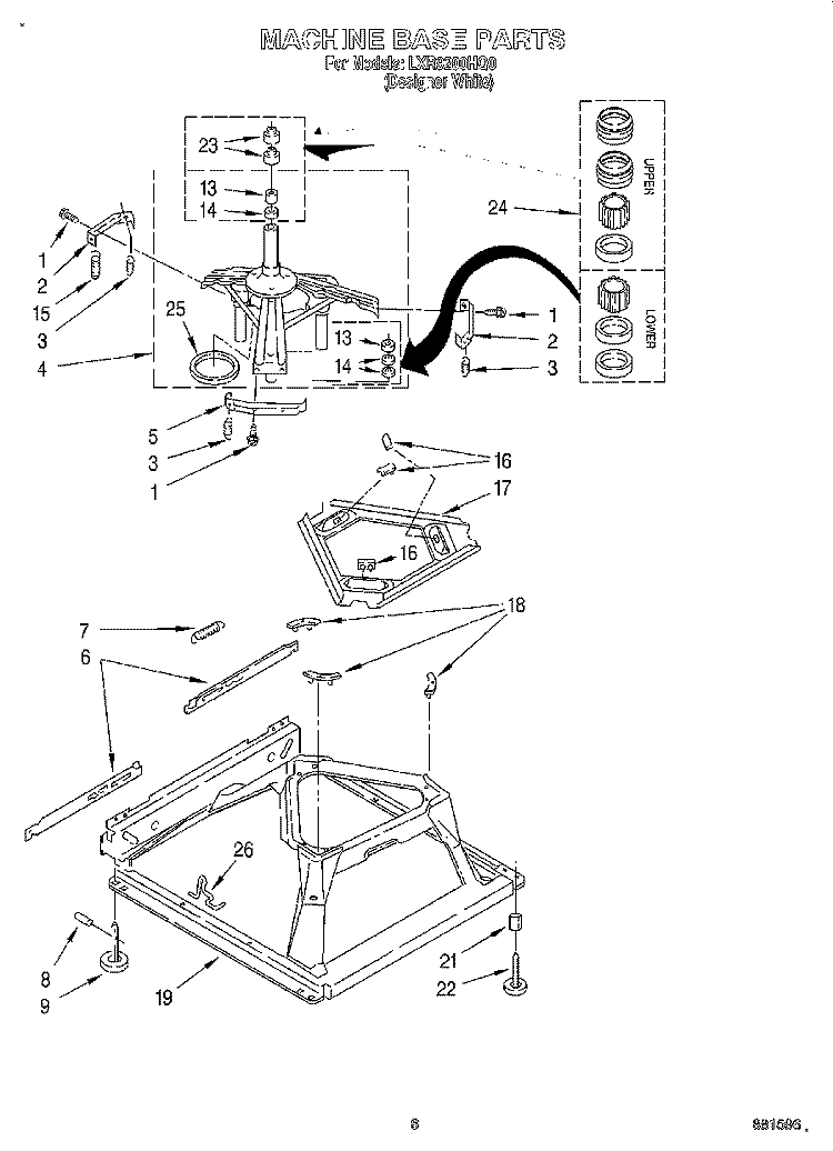 MACHINE BASE Diagram and Parts List for LXR9200HQ0  Whirlpool Washer