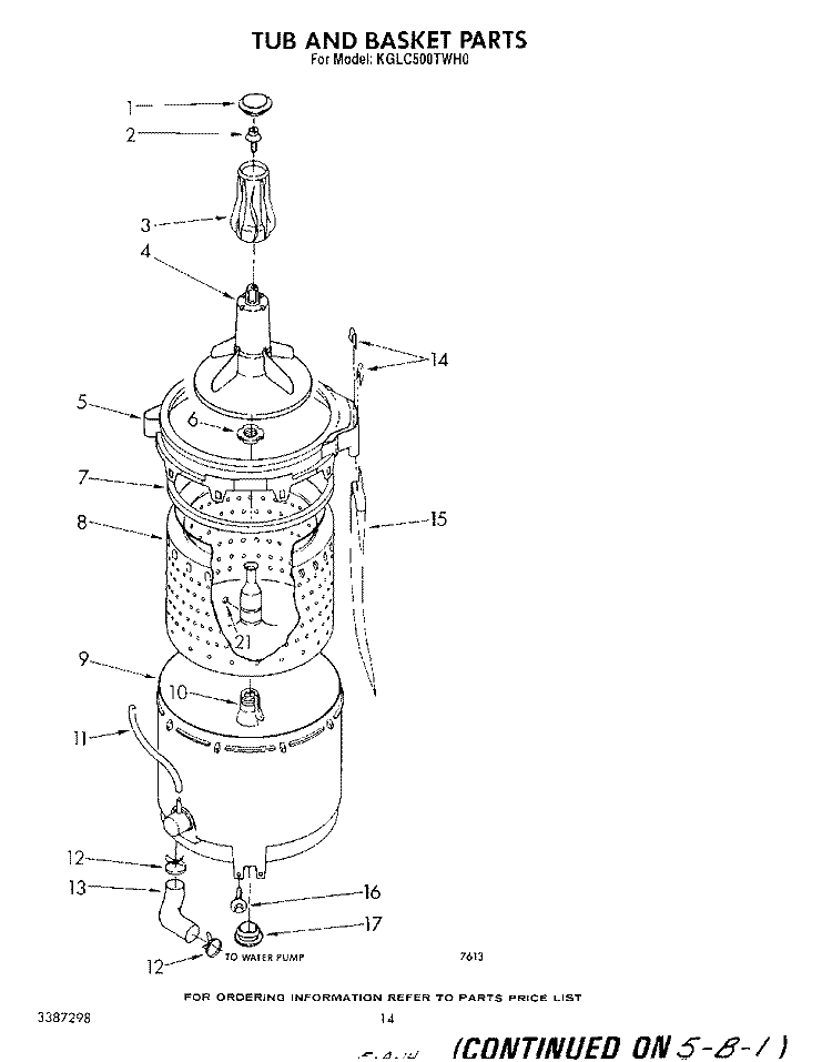 TUB AND BASKET Diagram and Parts List for KGLC500THT0  KitchenAid Washer Dryer Combo