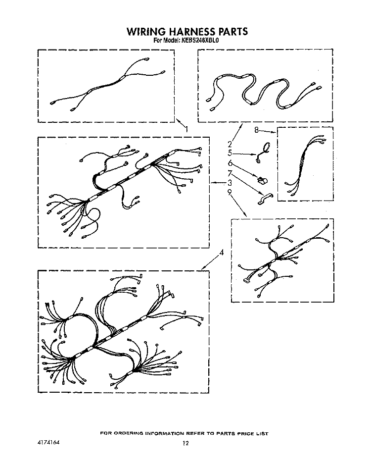 WIRING HARNESS Diagram and Parts List for KEBS246XBL0  KitchenAid Wall Oven