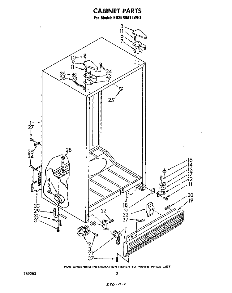 CABINET Diagram and Parts List for ED26MM1LWR1  Whirlpool Refrigerator