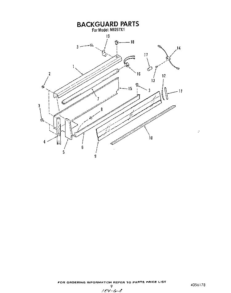 BACKGUARD Diagram and Parts List for N9257L1  Roper Range