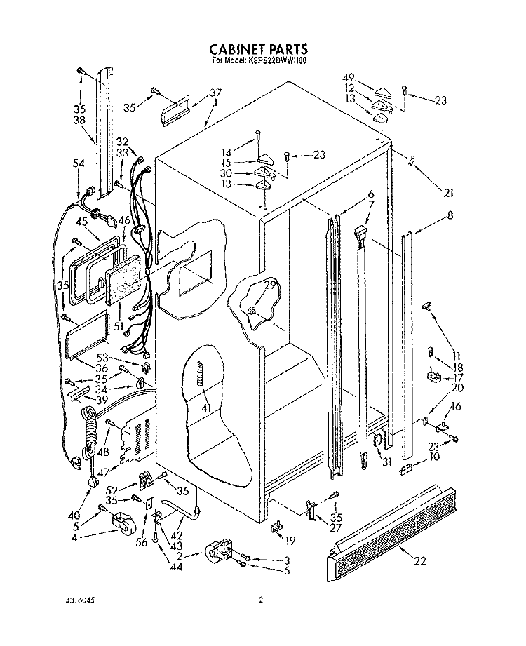 CABINET Diagram and Parts List for KSRS22DWAL00  KitchenAid Refrigerator