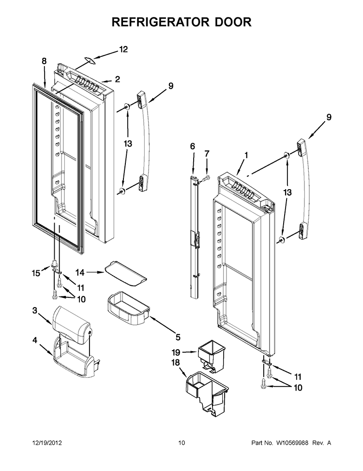 REFRIGERATOR DOOR Diagram and Parts List for GX5FHTXVB08  Whirlpool Refrigerator
