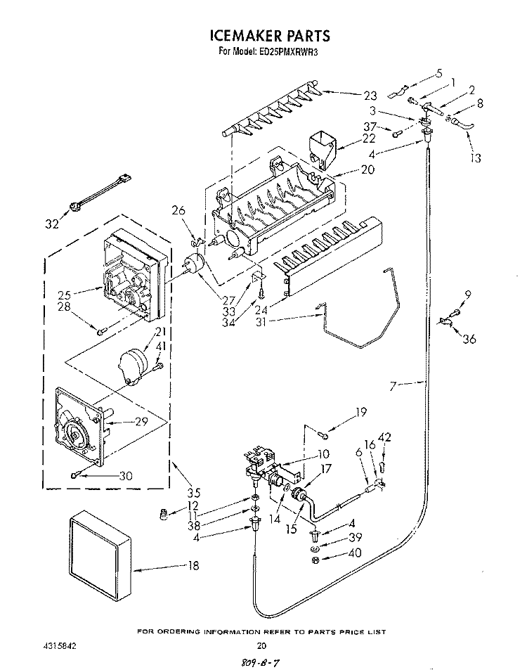 ICE MAKER Diagram and Parts List for ED25PMXRWR3  Whirlpool Refrigerator