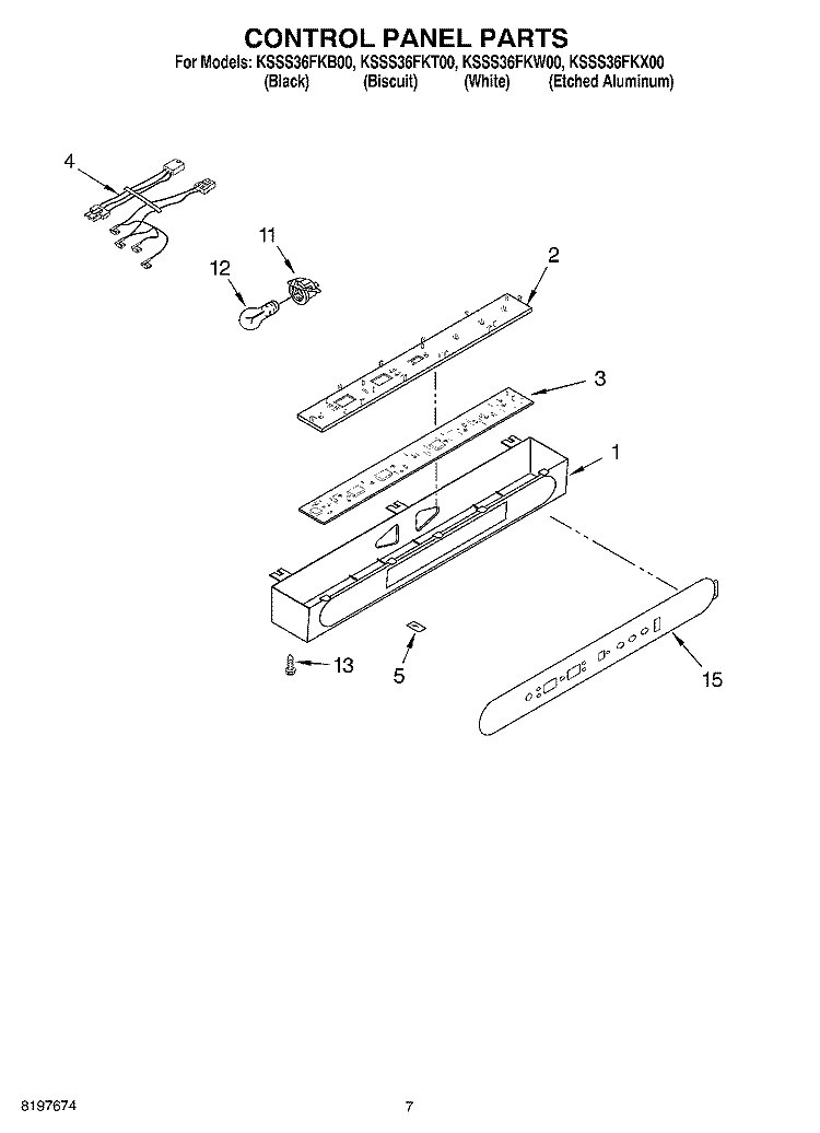 CONTROL PANEL Diagram and Parts List for KSSS36FKB00  KitchenAid Refrigerator