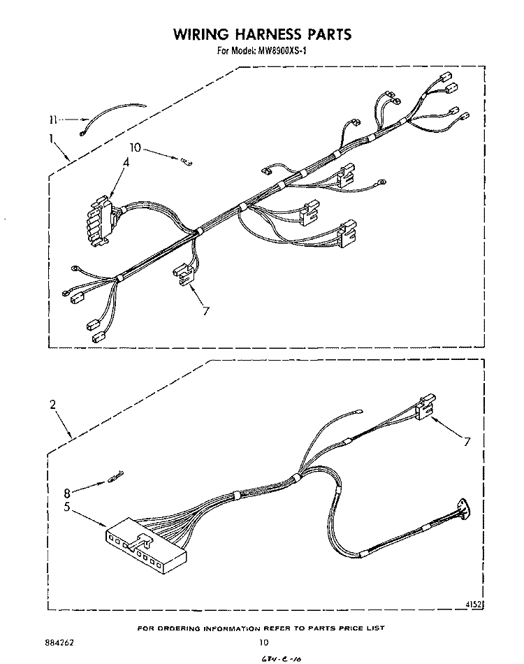 WIRING HARNESS , LITERATURE AND OPTIONAL Diagram and Parts List for MW8900XS1  Whirlpool Microwave