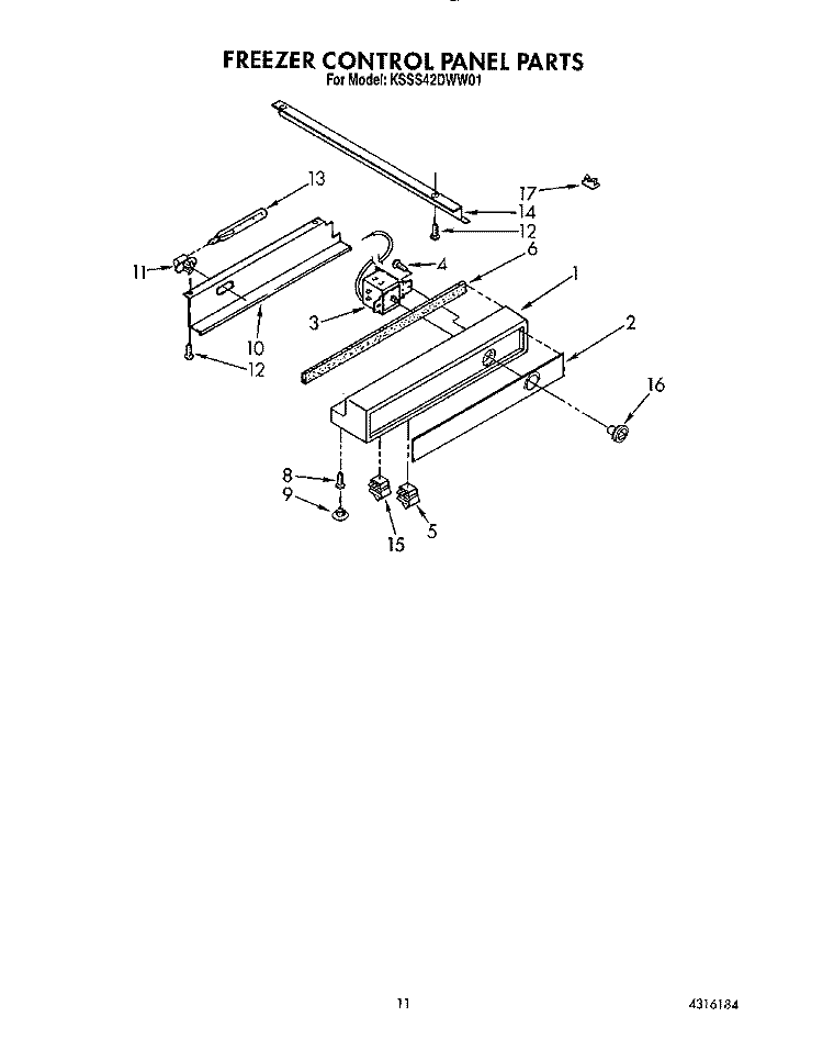 FREEZER CONTROL PANEL Diagram and Parts List for KSSS42DWW01  KitchenAid Refrigerator