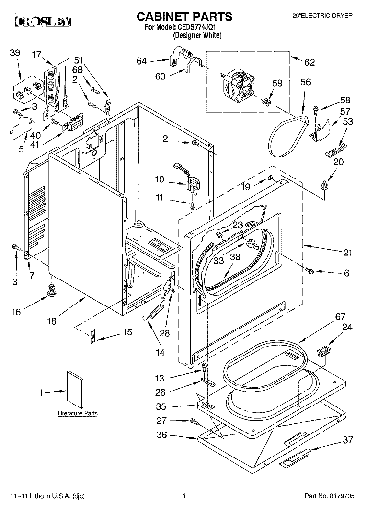 SECTION Diagram and Parts List for CEDS774JQ1  Crosley Dryer